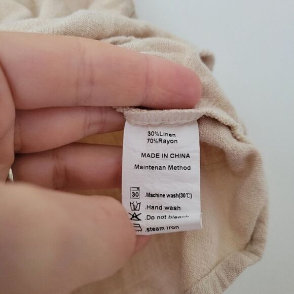 Anrabess Linen Blend Crop Top Beige Small Sleeveless - Picture 4 of 6